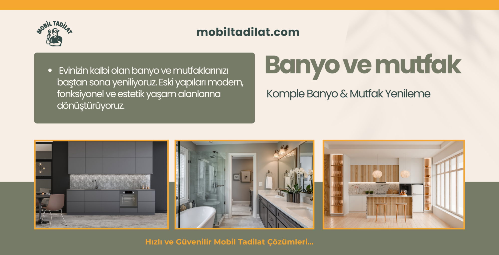 Komple Mutfak Yenileme, Banyo Yenileme ve Anahtar Teslim Tadilat Uygulamaları.