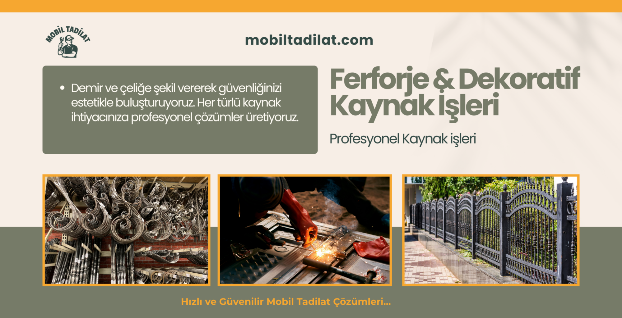 Bahçe Ferforje Sistemleri, Ferforje Korkuluk İmalatı, Dekoratif Kaynak ve Endüstriyel Kaynak, Korkuluk Montajı, Askı Kaynak, Çit Çevirme ve Sac Kaynak Çevirme İşleri.